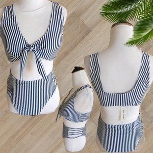 MARINA VIDA NAVY STRIPED TWO PIECE SWIMSUIT
